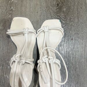 Marc Fisher White Knotted Strappy Lace-Up Sandals
